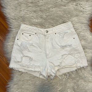 Top shop distressed high rise white jeans